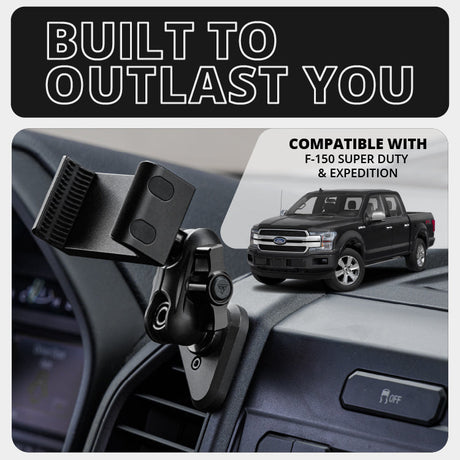 ‘15-‘20 Ford F-150, ‘17-‘22 Super Duty, ‘18-‘21 Expedition LINK™ Vent Mount Bracket With 20LITE Phone Holder | (See Compatibility Info For Year/Trim Details) | Choose Your Arm Length
