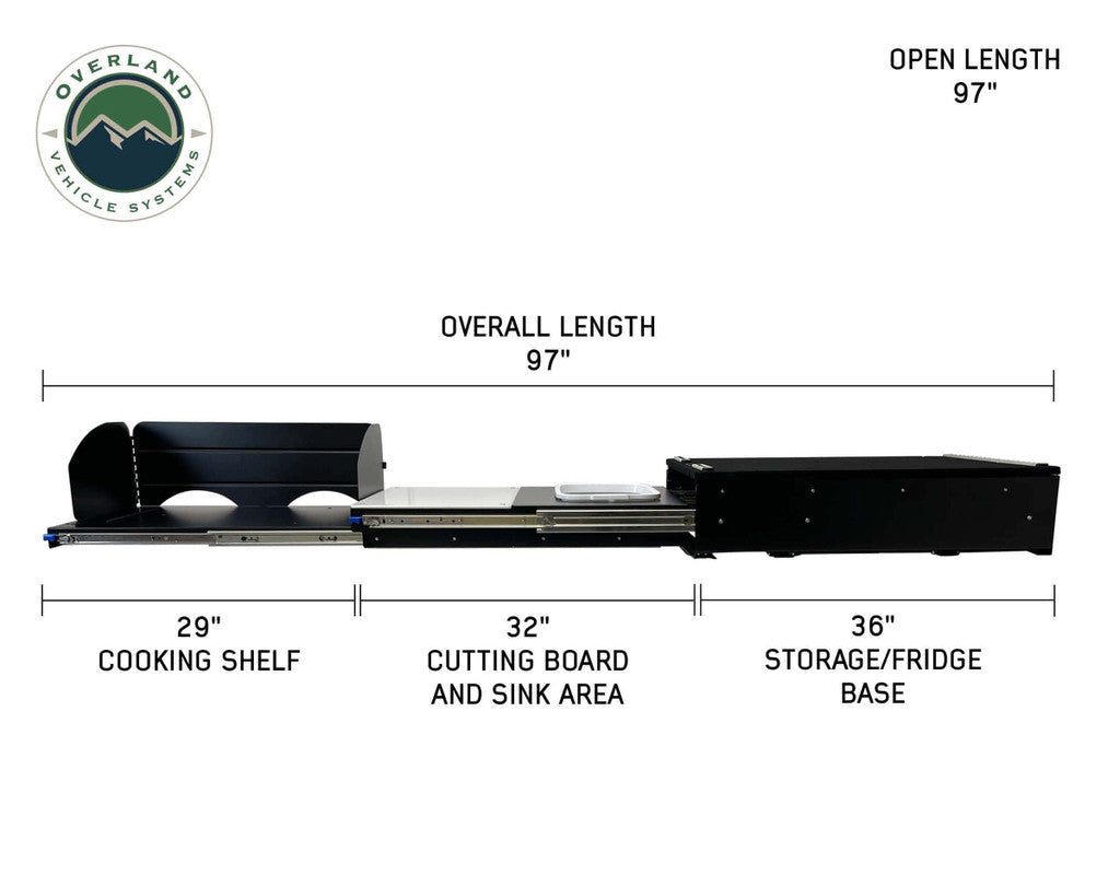 OVS Camp Cargo Box Kitchen With Slide Out Sink, Cooking Shelf and Work Station