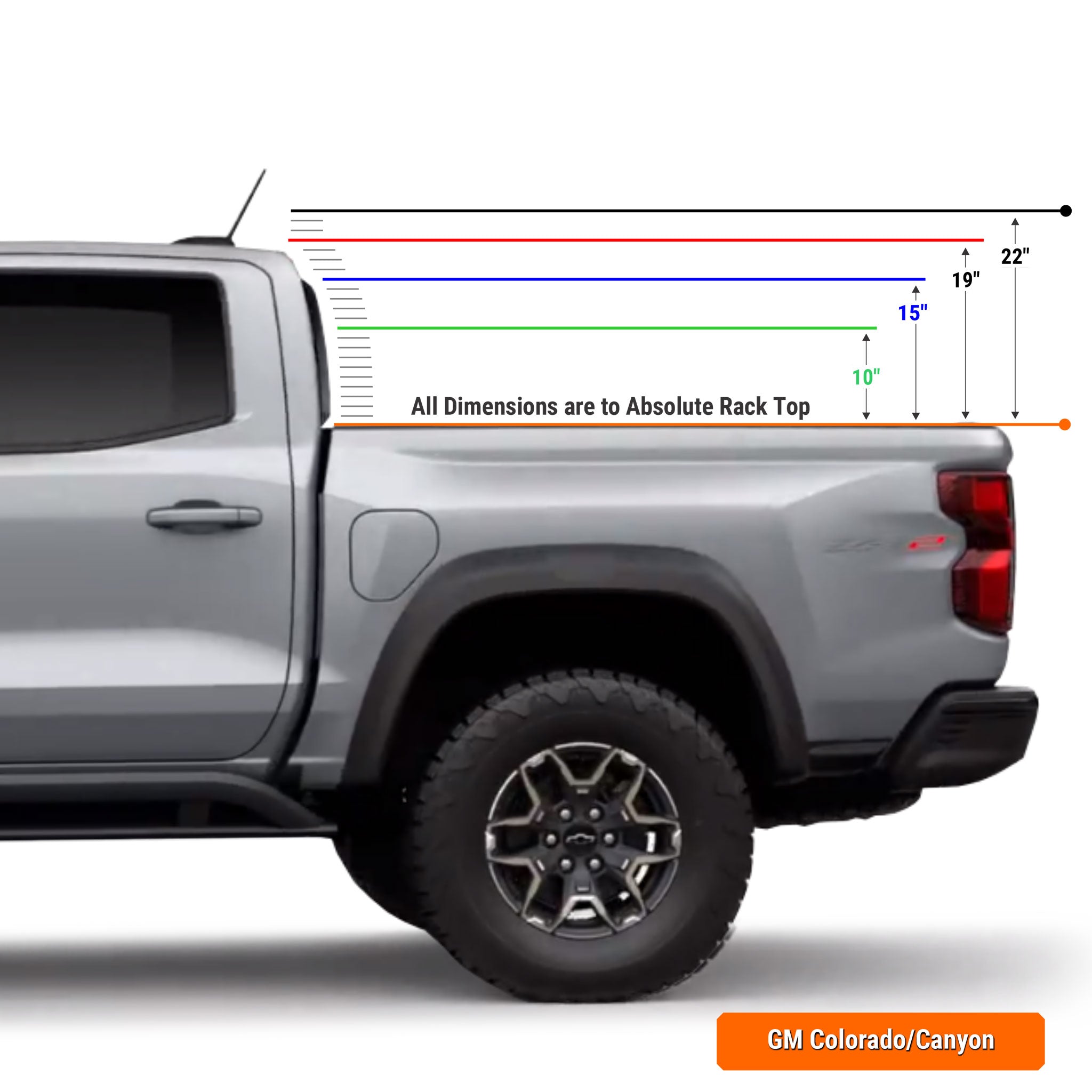 Chevy Colorado / GMC Canyon Bed Rack Height Chart
