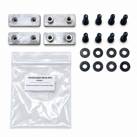 XTR bed rail mounting kit of 4: stainless rail plates with screws and washers for Toyota deck rail and Jeep Trail Rail
