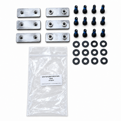 XTR bed rail mounting kit of 6 for XTR3 racks: six stainless rail plates with 5/16-18 screws and washers