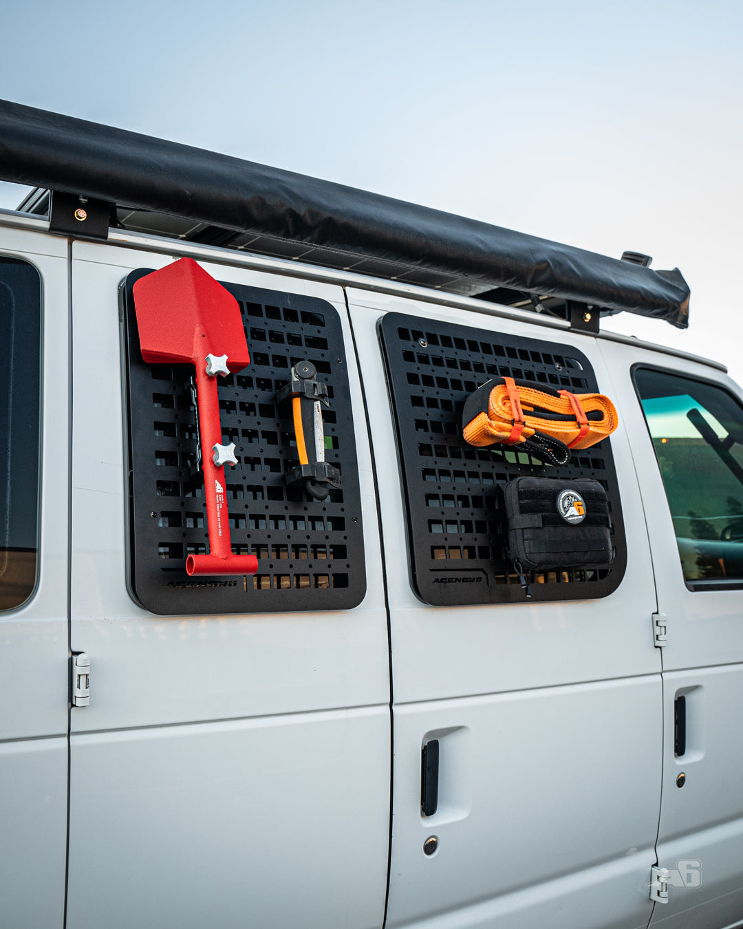 Ford E350 Passenger Side Window Molle GRIDS (Left Barn Door)
