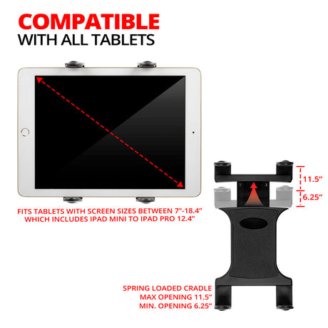 Tablet Holder | 7.5"-9.25" Telescoping Arm | 20mm Fast Track  Ball