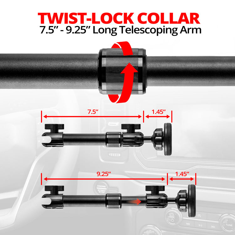 Magnetic Phone Holder | 7.5"-9.25" Telescoping Arm | 20mm Fast Track  Ball