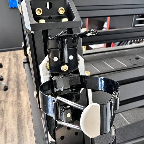 Center mount plate close up showing clamp attachment on an XTR bed rack