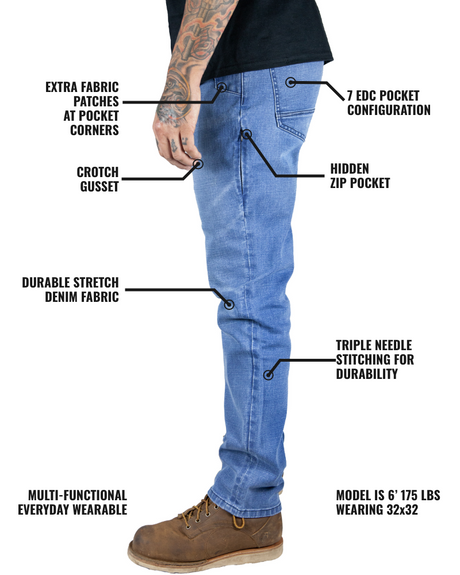Hideout Denim Taper Fit Pants - Vintage Wash