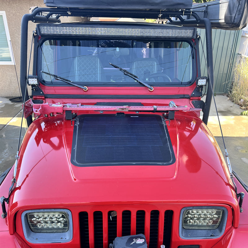 Jeep Wrangler YJ (1987-1995) Lensun 65W Hood Flexible Solar Panel