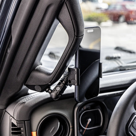 2024+ Jeep JL, Gladiator, and 4XE LINK™ Grab Handle Mount With Qi2.2/MagSafe Charging & Cooling Phone Holder | 3.5" Arm
