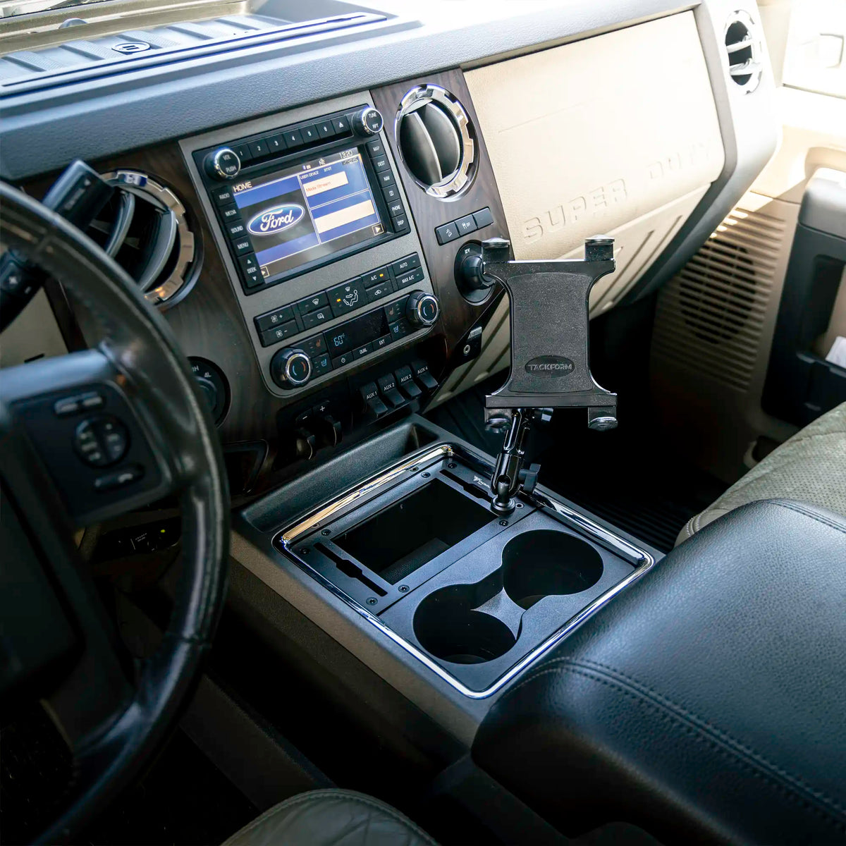 2011-2016 Ford Super Duty Tackform Slim Track Center Console Bracket with Composite Tablet Holder