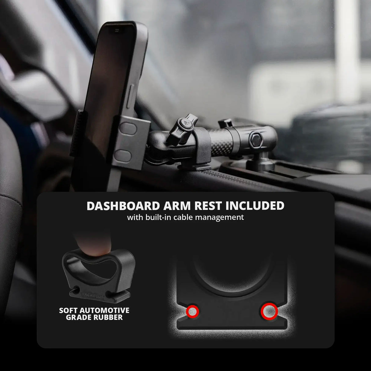 2024+ Jeep Wrangler JL & Gladiator JT (Not Compatible With 4xe) Tackform Slim Track Dash Bracket With MagSafe Charging Phone Mount | Passenger Side