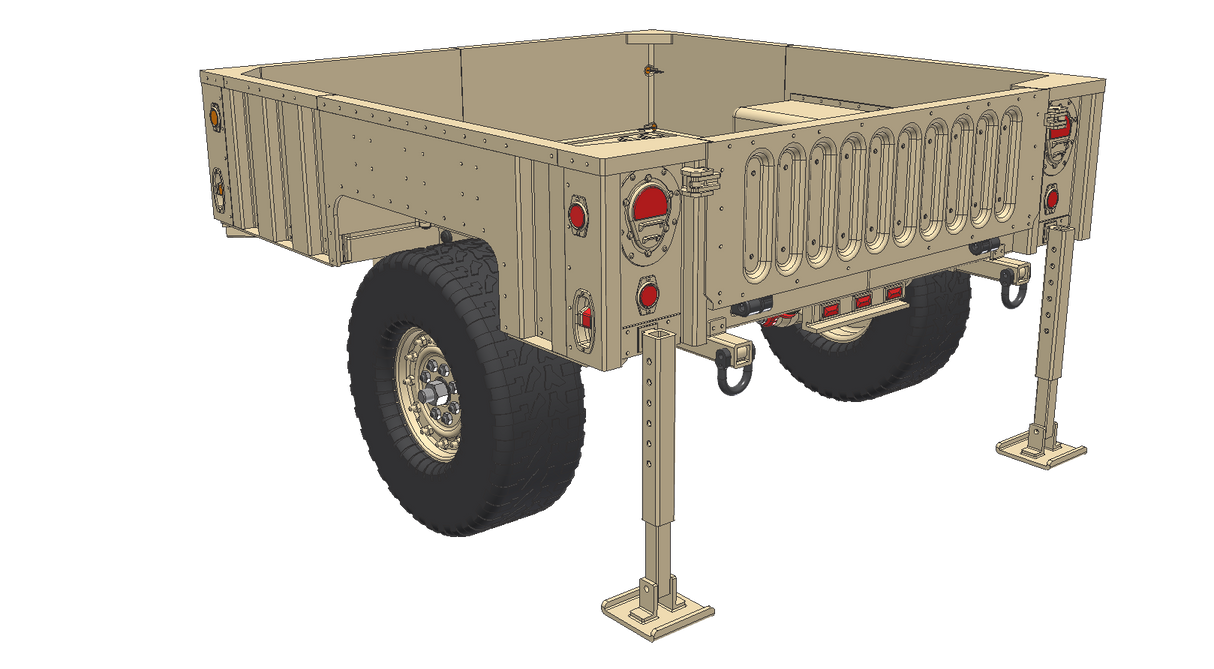 XTR3 Bed Rack for M1101 Style Military Trailer – View 4 | Xtrusion Overland