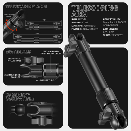 2024+ Ford F-150 (See Compatibility Info For Specific Year/Trim Fitment Details) Tackform Slim Track Dash Bracket With Dual MagSafe Phone Mounts | Telescoping Arm