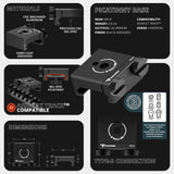 2024-2026 Ford F-150 (See Compatibility Info For Specific Year/Trim Fitment Details) Tackform Assault Track Picatinny Dash Bracket With 20LITE Phone Mount and Magnetic Radar Detector Holder | Telescoping Arm