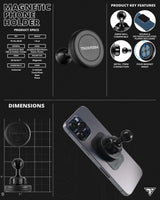 Magnetic Phone Holder | 7.5"-9.25" Telescoping Arm | 20mm Fast Track  Ball
