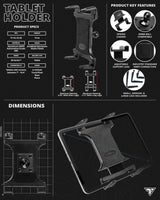 Tablet Holder | 7.5"-9.25" Telescoping Arm | 20mm Fast Track  Ball