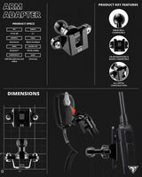 CB Mic/ Radio Holder | 7.5"-9.25" Telescoping Arm | 20mm Fast Track Ball