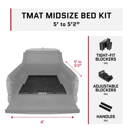 Tmat Midsize Truck Bed Organizer Slide Out Mat | Universal Fit for 5' Beds (Tacoma, Ranger, Colorado & More)