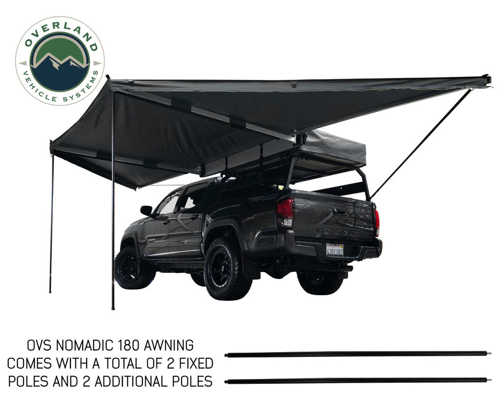 OVS Nomadic Awning 180 - Dark Gray Awning with Bracket Kit and Extended Poles
