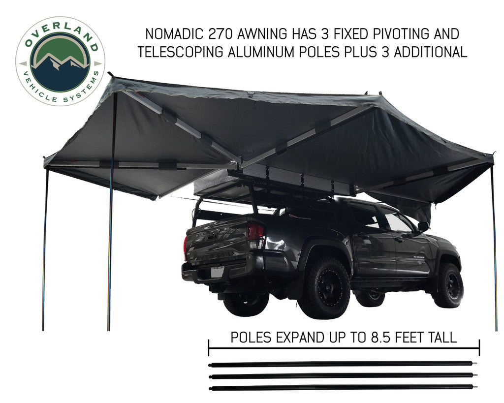 OVS Nomadic Awning 270 Passenger Side - Dark Gray Cover With Black Cover Universal