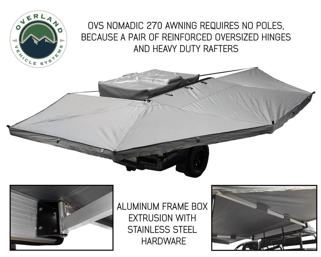 OVS Nomadic Awning 270 Passenger Side - Dark Gray Cover With Black Cover Universal