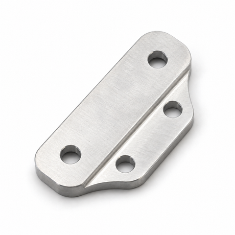 CNC machined 3/8" brushed aluminum with the two T-slot bolt holes XTR Rotopax mounting plate on white background 