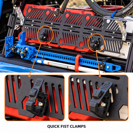 Close up showing quick fist clamps on an XTR1