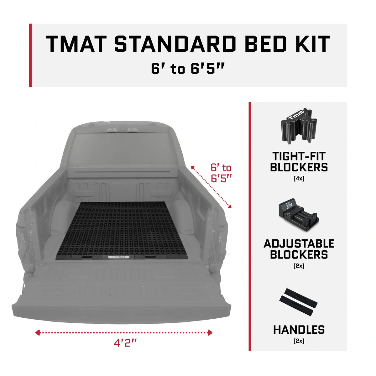 Tmat Truck Bed Organizer Slide Out Mat | Universal Fit for Standard Beds 6' to 6'5"