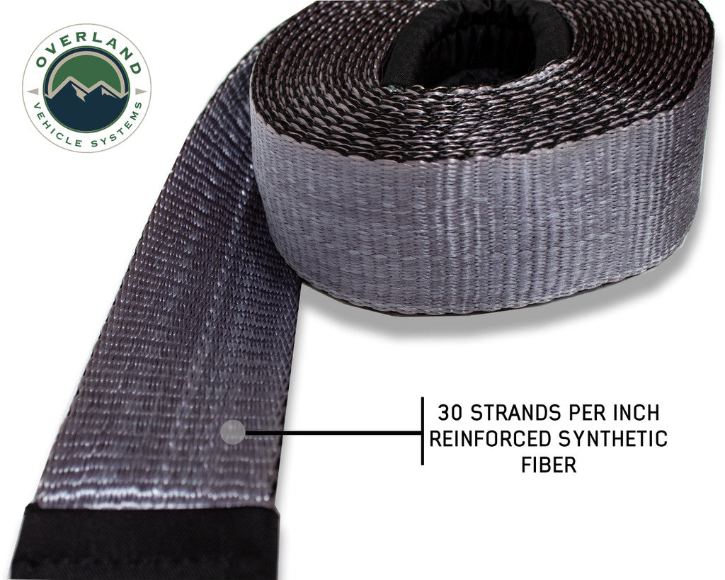 OVS Tow Strap 30,000 lb. 3" x 30' Gray With Black Ends & Storage Bag