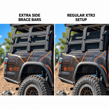 Comparison of regular XTR3 setup to one with extra side brace bars