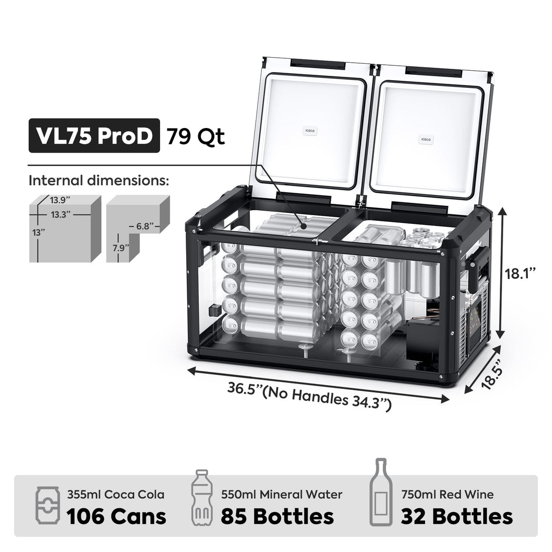 79.2QT VL75ProD 12V Heavy Duty Fridge Freezer| ICECO-Portable Fridge-www.icecofreezer.com