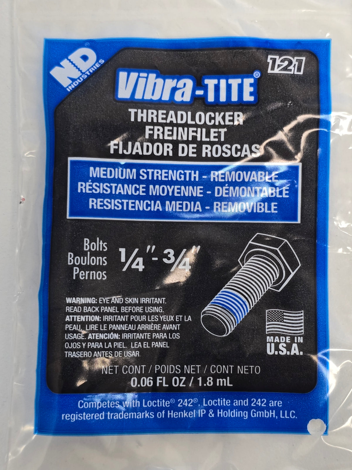 Vibra-TITE Threadlocker Single Use | Blue 121 & Red 131