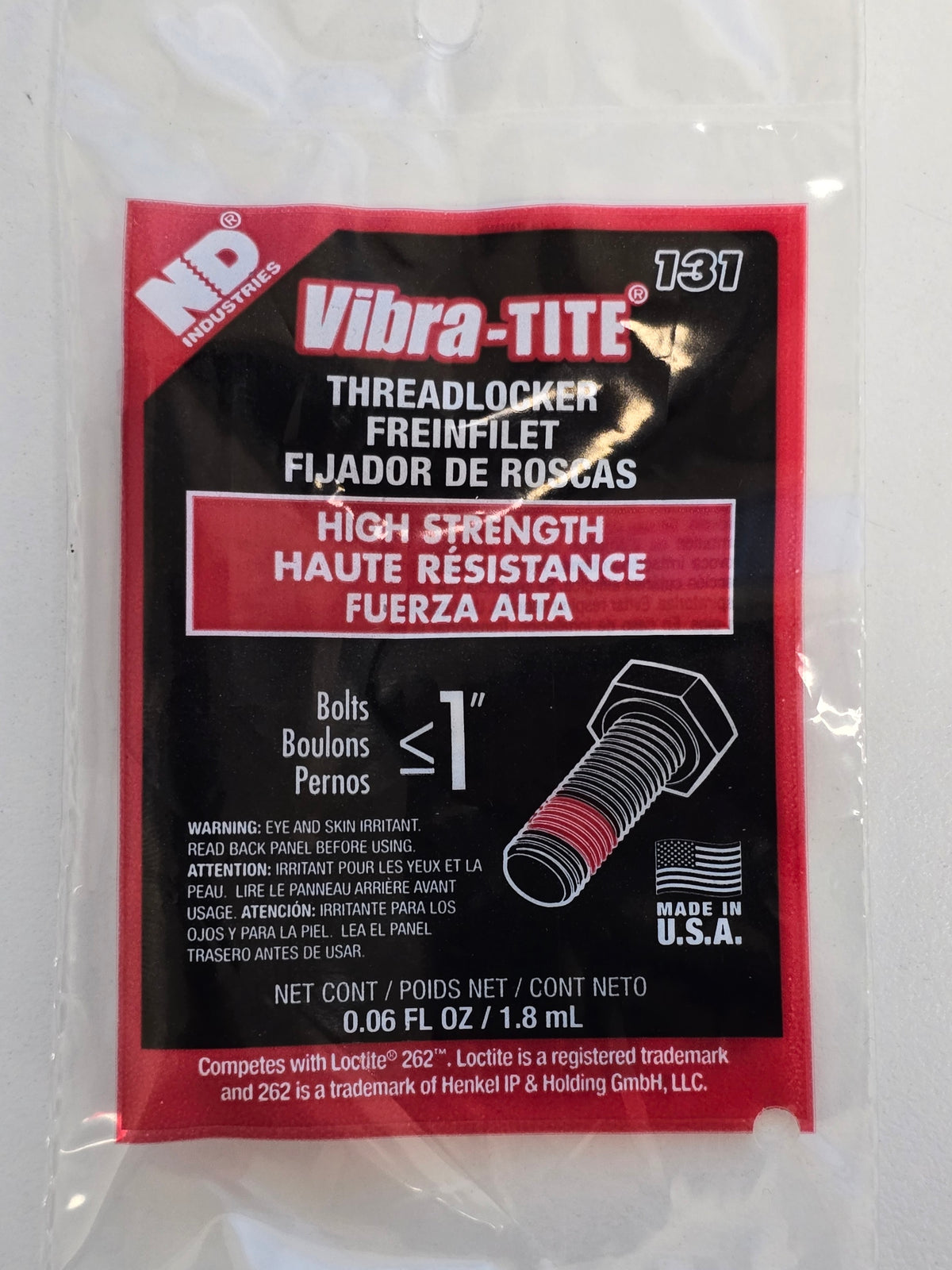 Vibra-TITE Threadlocker Single Use | Blue 121 & Red 131