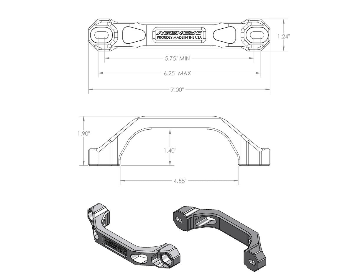 Agency 6 Billet Grab Handles 6" - Pair - Xtrusion Overland