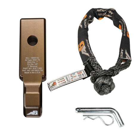 Agency 6 Soft Shackle Recovery Block with Soft Shackle & Hitch Pin – 2" Receiver - Xtrusion Overland