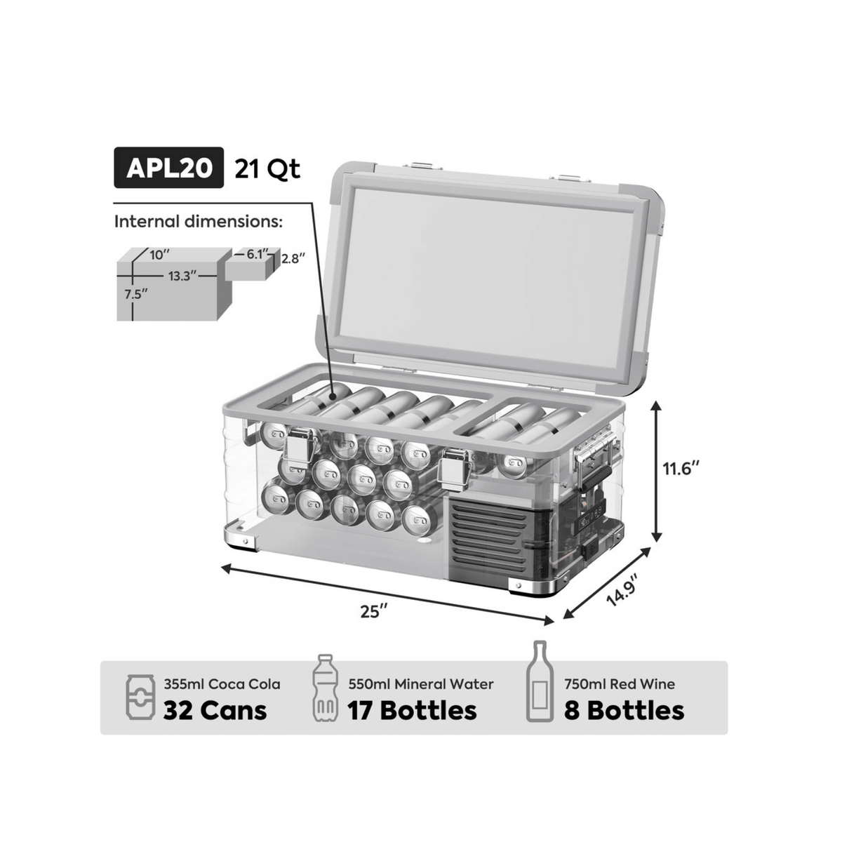 APL20 Light Duty Aluminum Silver Freezer Single Zone | ICECO | 20 LT - Xtrusion Overland