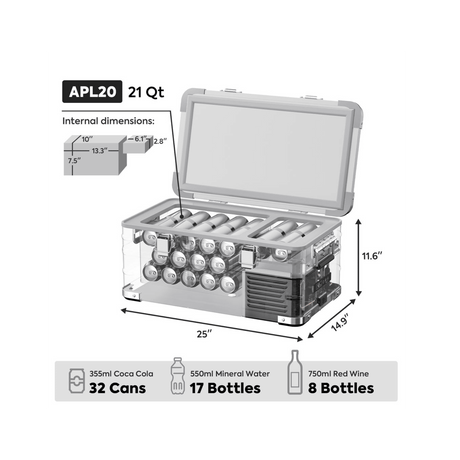 APL20 Light Duty Aluminum Silver Freezer Single Zone | ICECO | 20 LT - Xtrusion Overland