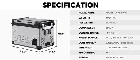 APL55 Dual Zone 12 Volt Fridge | ICECO | 55 LT - Xtrusion Overland
