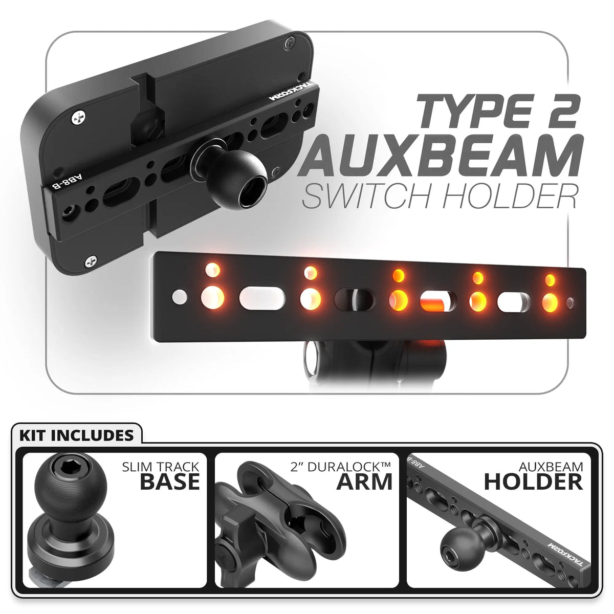 Auxbeam Holder | Slim Track Base | Choose Arm Length & Panel Type - Xtrusion Overland