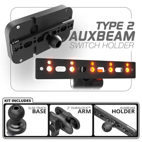 Auxbeam Holder | Slim Track Base | Choose Arm Length & Panel Type - Xtrusion Overland