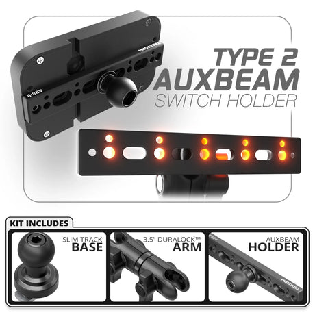 Auxbeam Holder | Slim Track Base | Choose Arm Length & Panel Type - Xtrusion Overland
