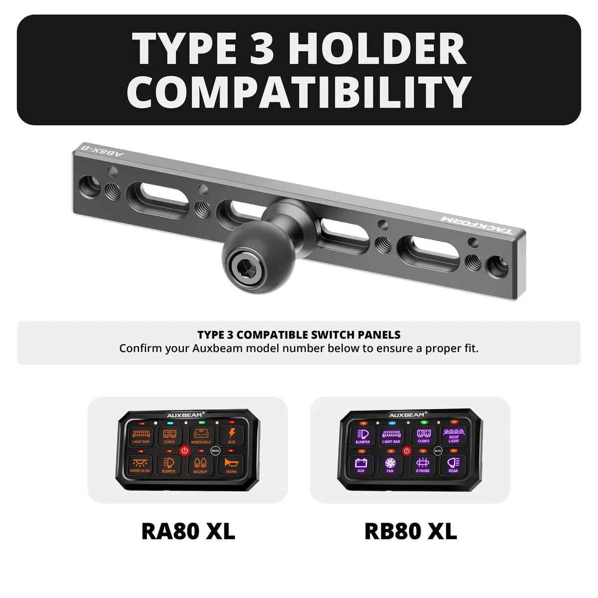Auxbeam Holder | Slim Track Base | Choose Arm Length & Panel Type - Xtrusion Overland