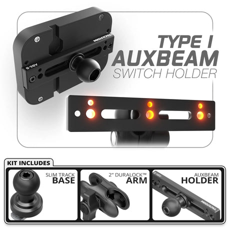 Auxbeam Holder | Slim Track Base | Choose Arm Length & Panel Type - Xtrusion Overland