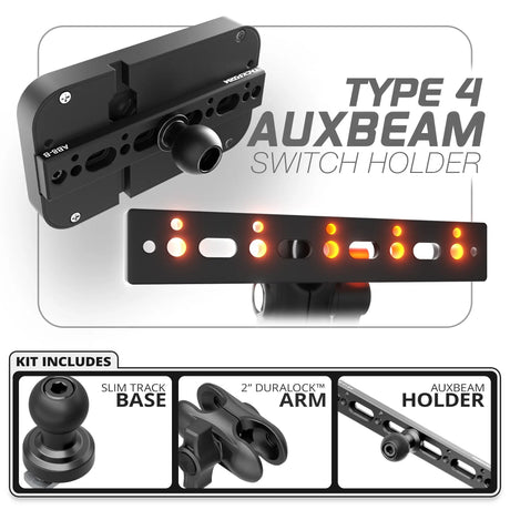 Auxbeam Holder | Slim Track Base | Choose Arm Length & Panel Type - Xtrusion Overland