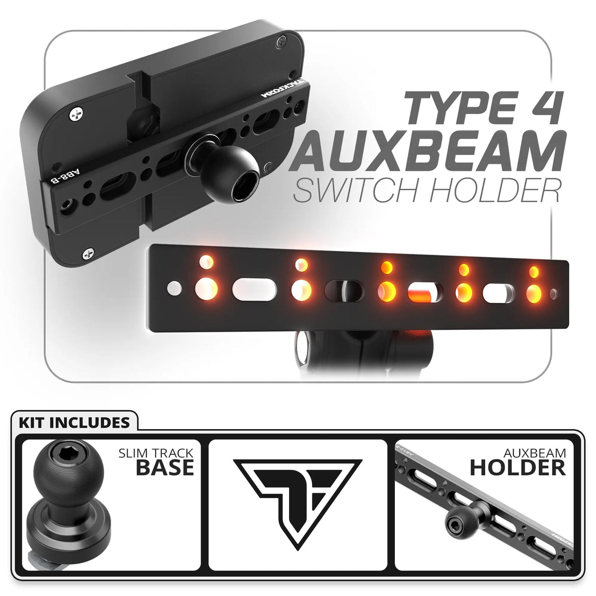 Auxbeam Holder | Slim Track Base | Choose Arm Length & Panel Type - Xtrusion Overland