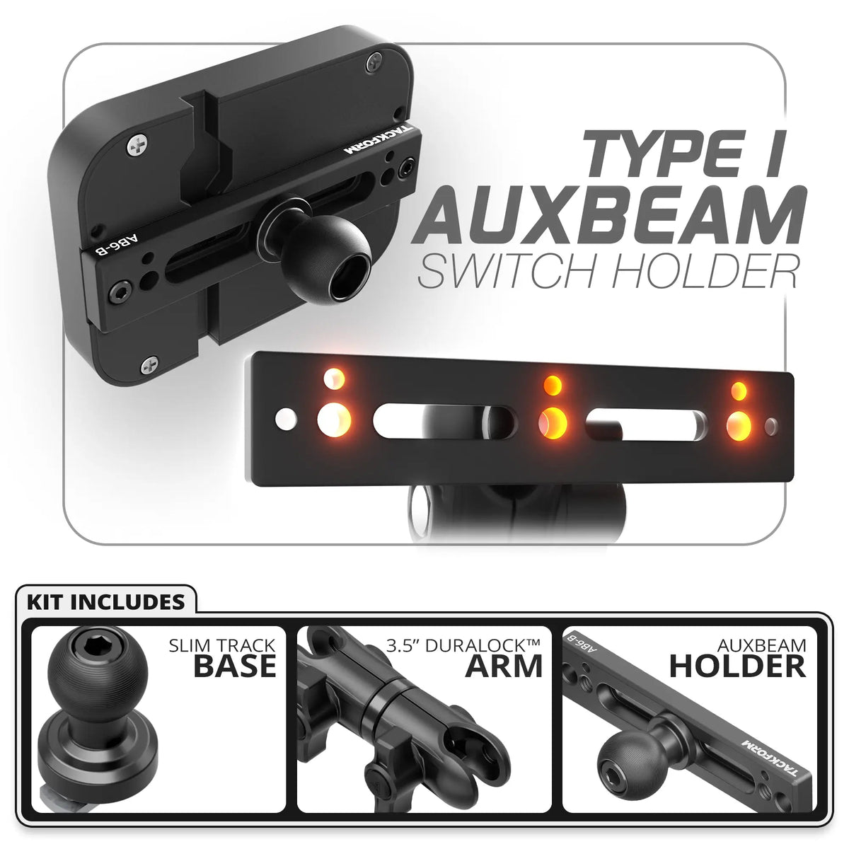 Auxbeam Holder | Slim Track Base | Choose Arm Length & Panel Type - Xtrusion Overland