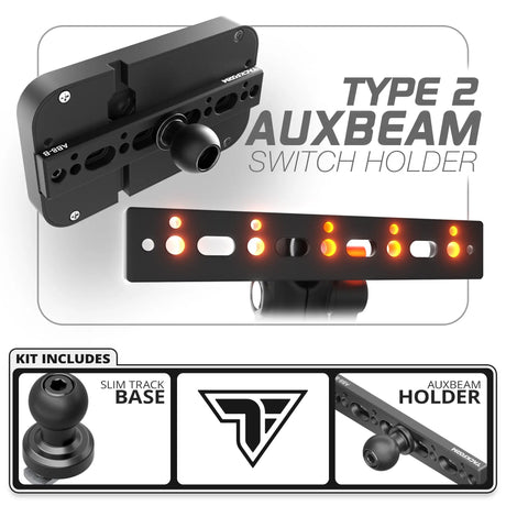 Auxbeam Holder | Slim Track Base | Choose Arm Length & Panel Type - Xtrusion Overland