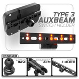 Auxbeam Holder | Slim Track Base | Choose Arm Length & Panel Type - Xtrusion Overland