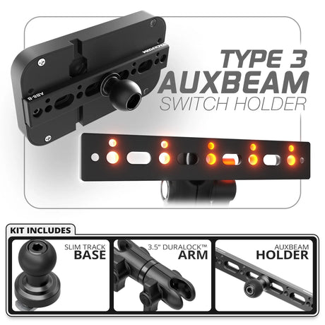 Auxbeam Holder | Slim Track Base | Choose Arm Length & Panel Type - Xtrusion Overland