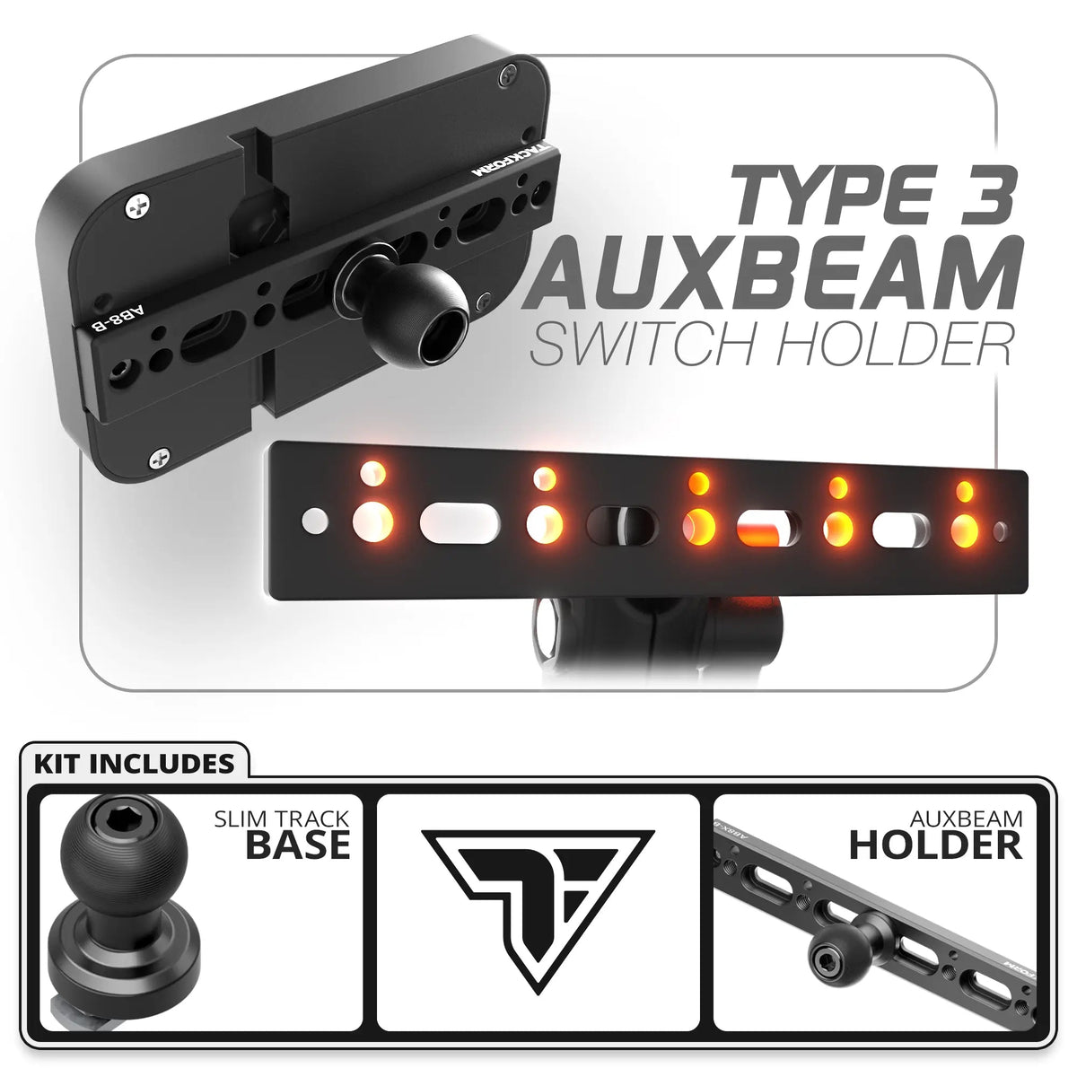 Auxbeam Holder | Slim Track Base | Choose Arm Length & Panel Type - Xtrusion Overland