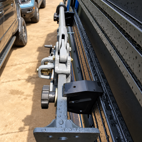 Hi lift jack mount attached to extrusion on a truck- Xtrusion Overland